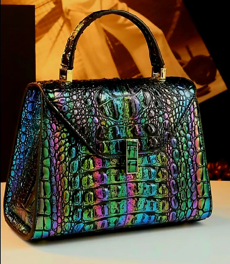 Stunning green reptilian leather bag