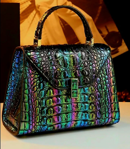 Stunning green reptilian leather bag