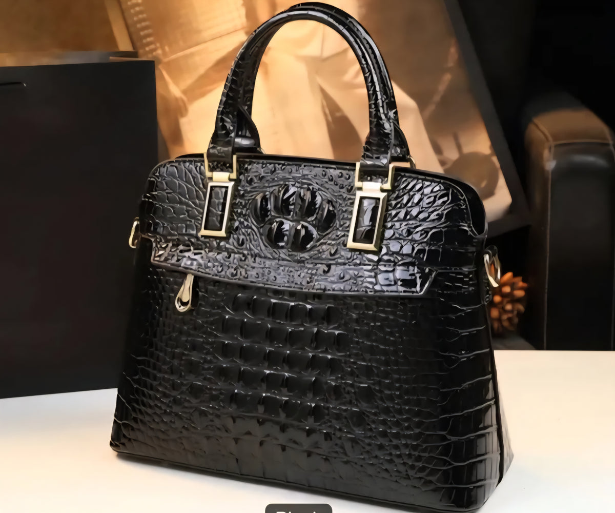 Large embossed Cowhide leather Satchel Bags