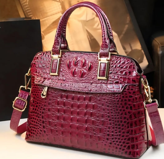 Large embossed Cowhide leather Satchel Bags