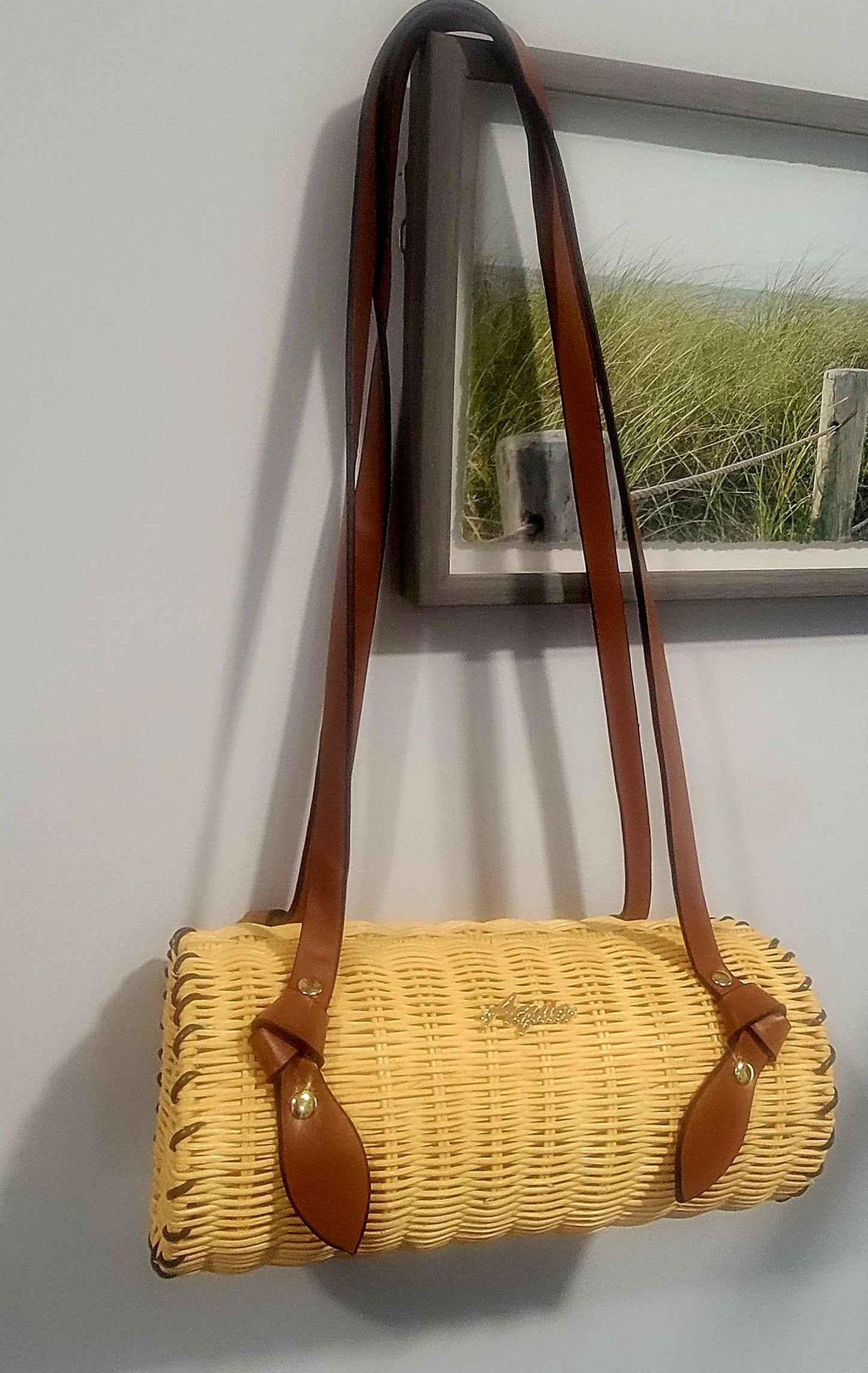 Oval shaped handcrafted rattan bag
